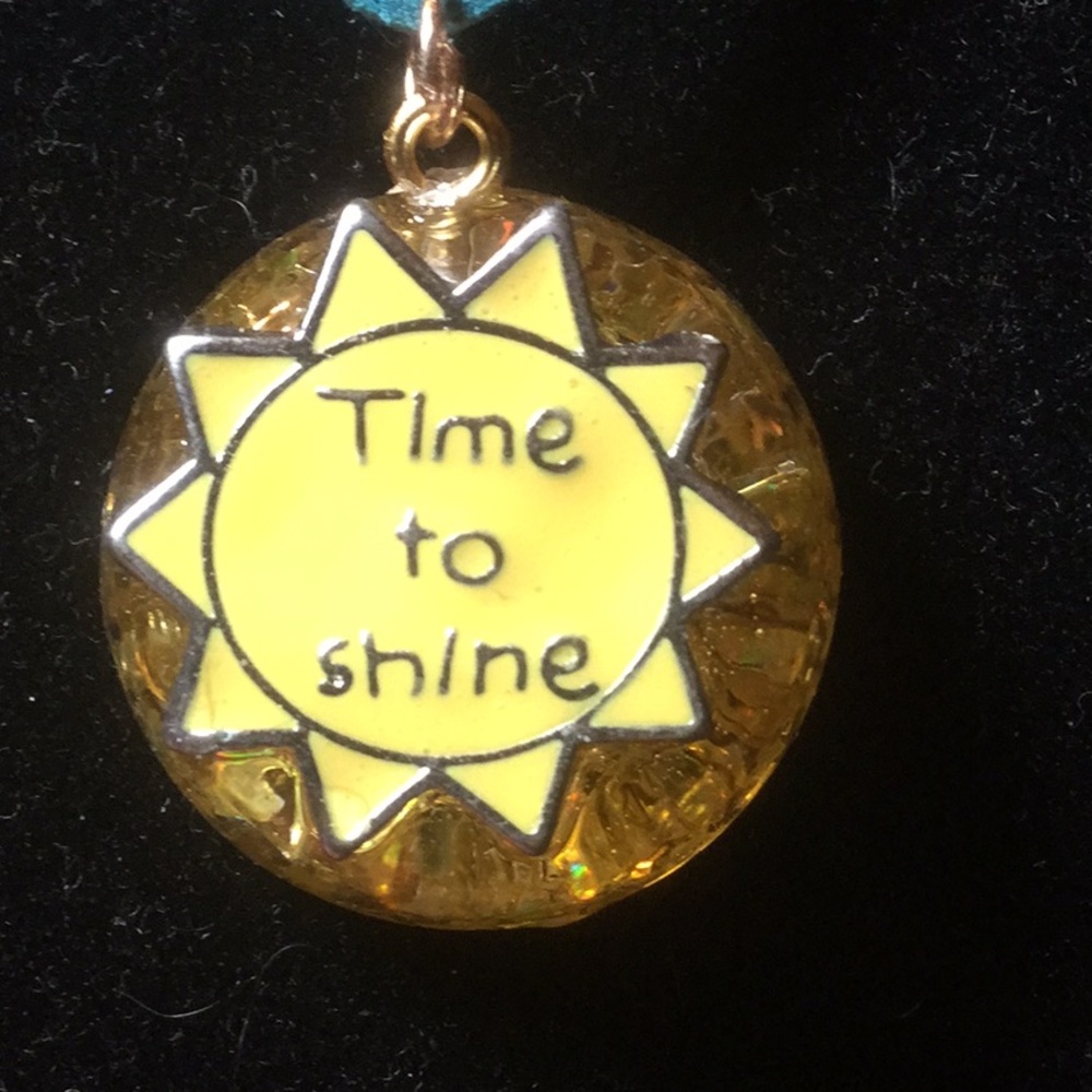 Time to shine yellow sun on multi strand chocker